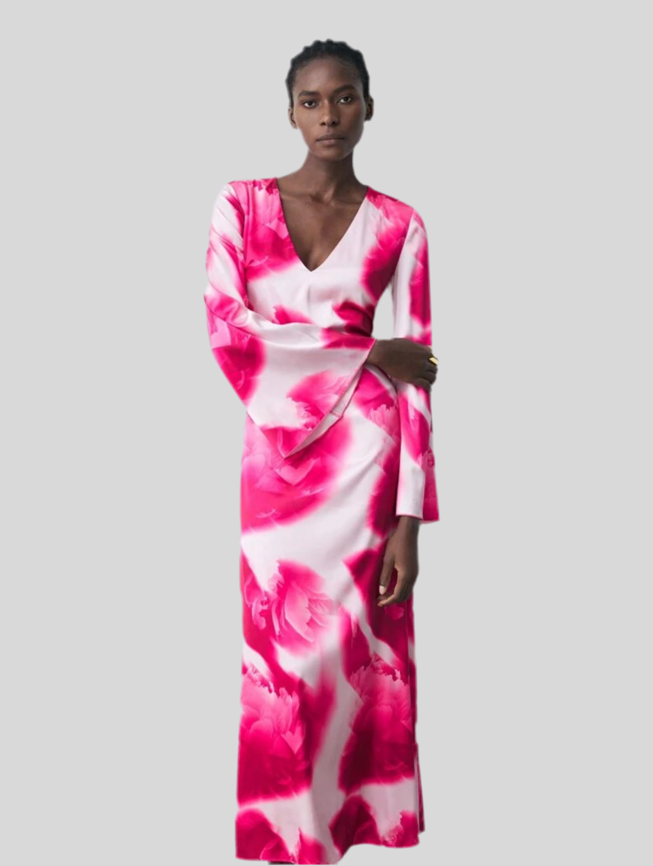 VESTIDO MIDI ESTAMPADO ESCOTE