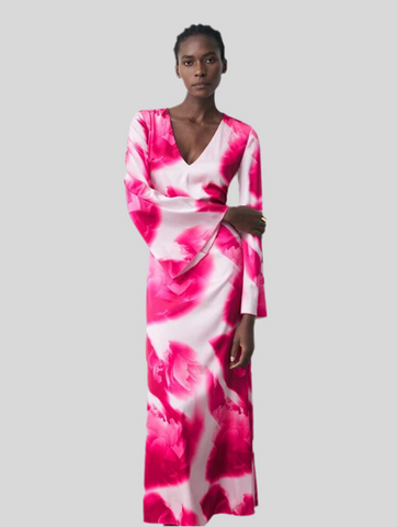 VESTIDO MIDI ESTAMPADO ESCOTE
