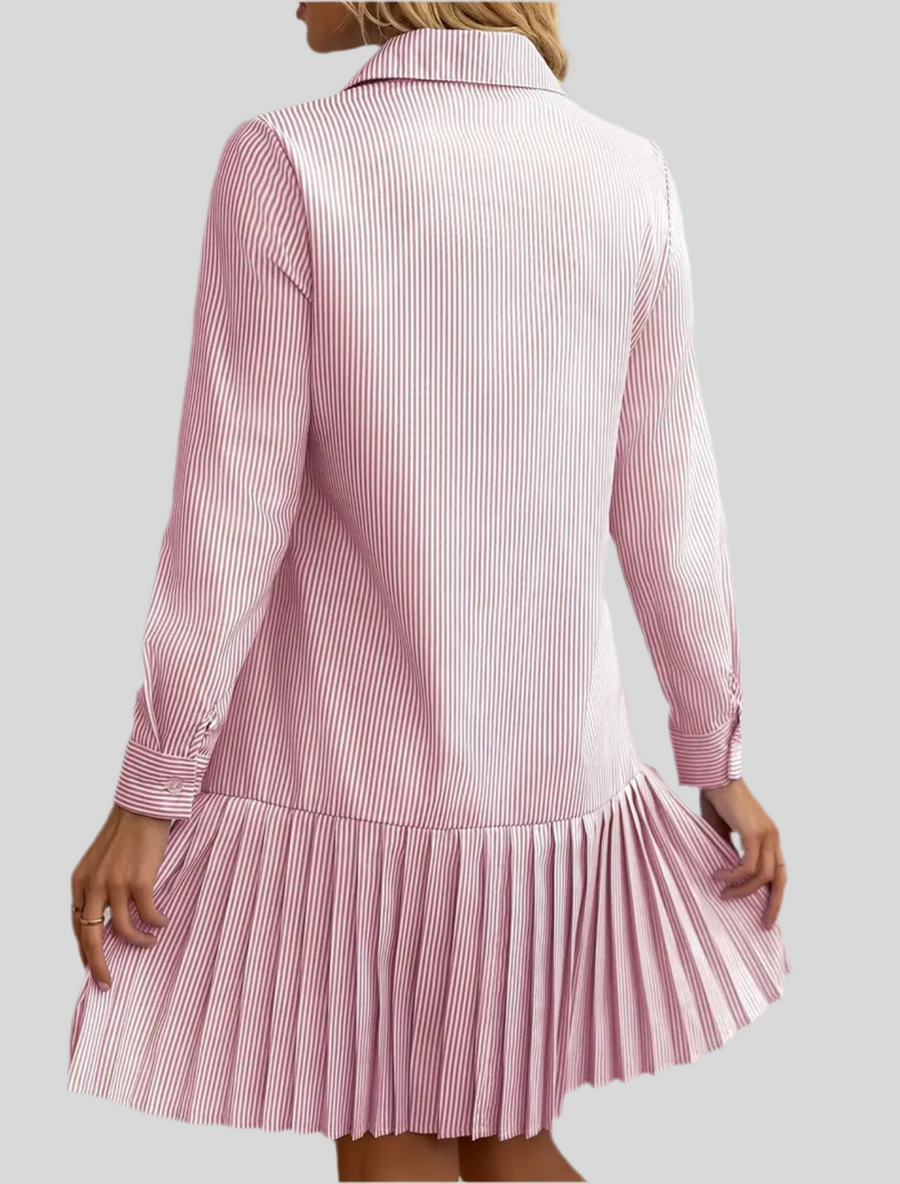 VESTIDO CAMISERO VOLANTE PLISADO 5 CLRS