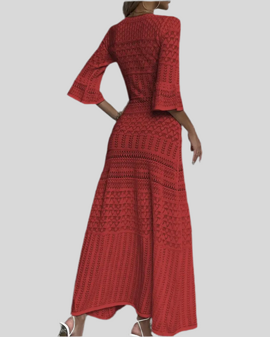 Openwork Knit MIDI Dress
