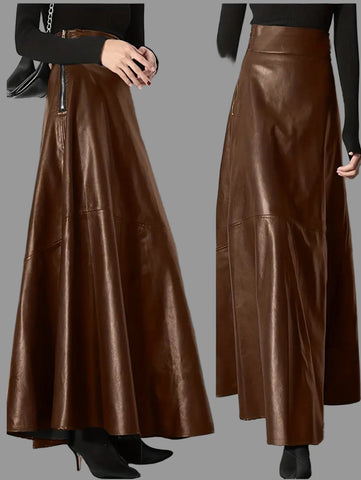 FALDA LARGA DE CUERO ECO 4 CLRS