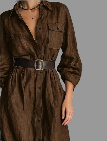 VESTIDO ESTILO SAHARIANO MARRÓN