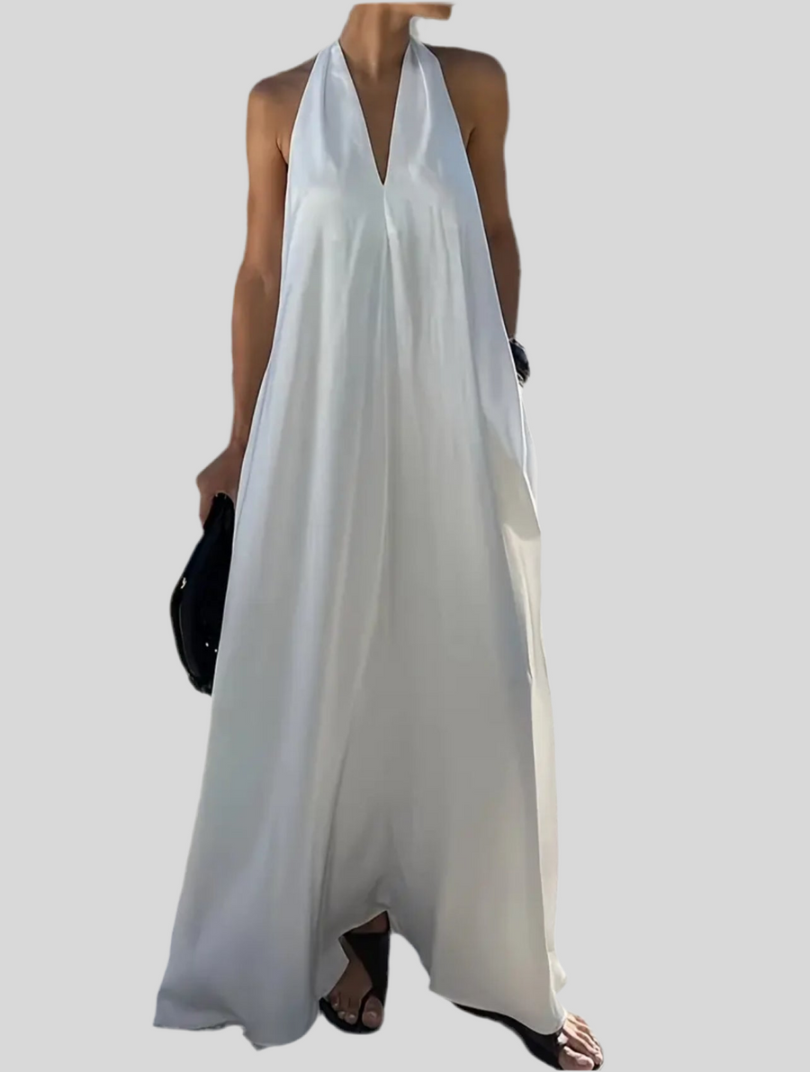 VESTIDO LARGO BLANCO ESPALDA METIDA