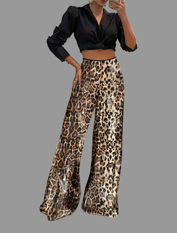 PANTALONES PALAZZO LEOPARD LENTEJUELA