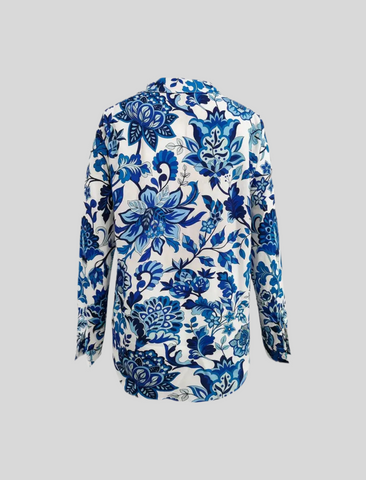 CAMISA ESTAMPADA AZULES MANGA LARGA