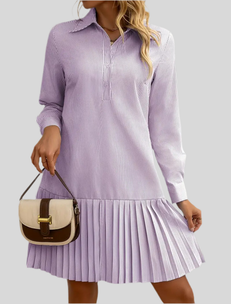VESTIDO CAMISERO VOLANTE PLISADO 5 CLRS