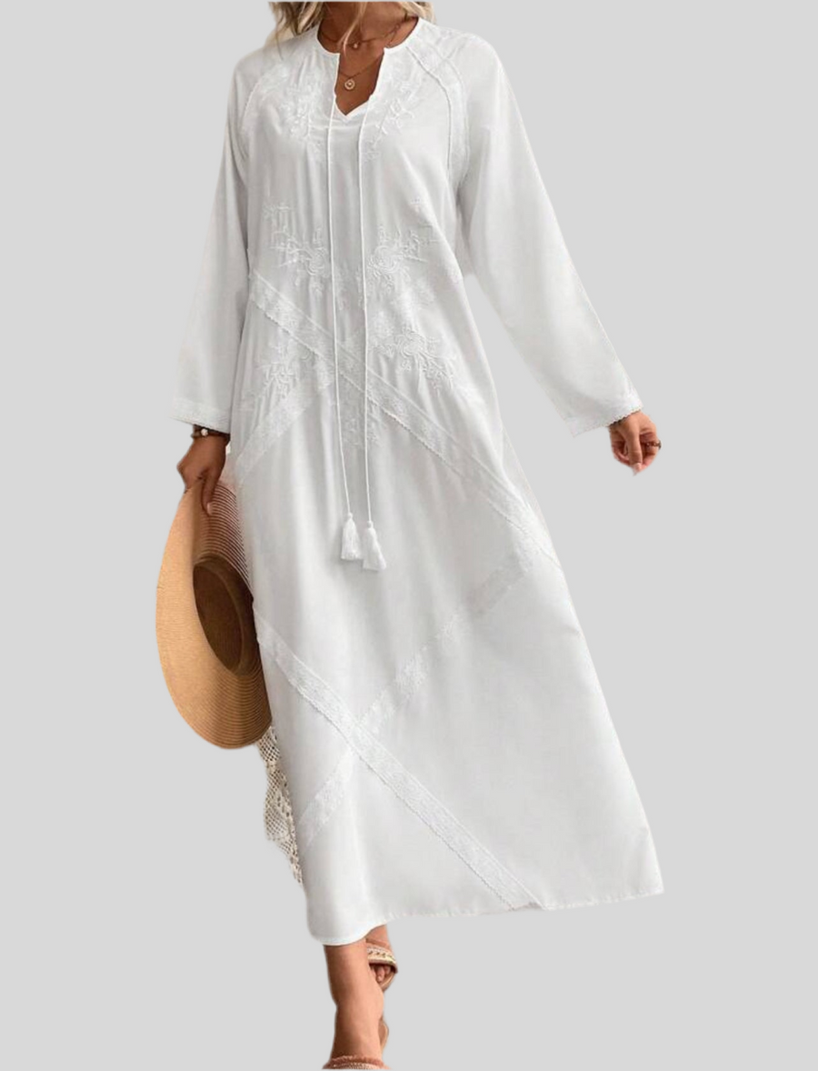 VESTIDO BLANCO ESTILO KAFTAN