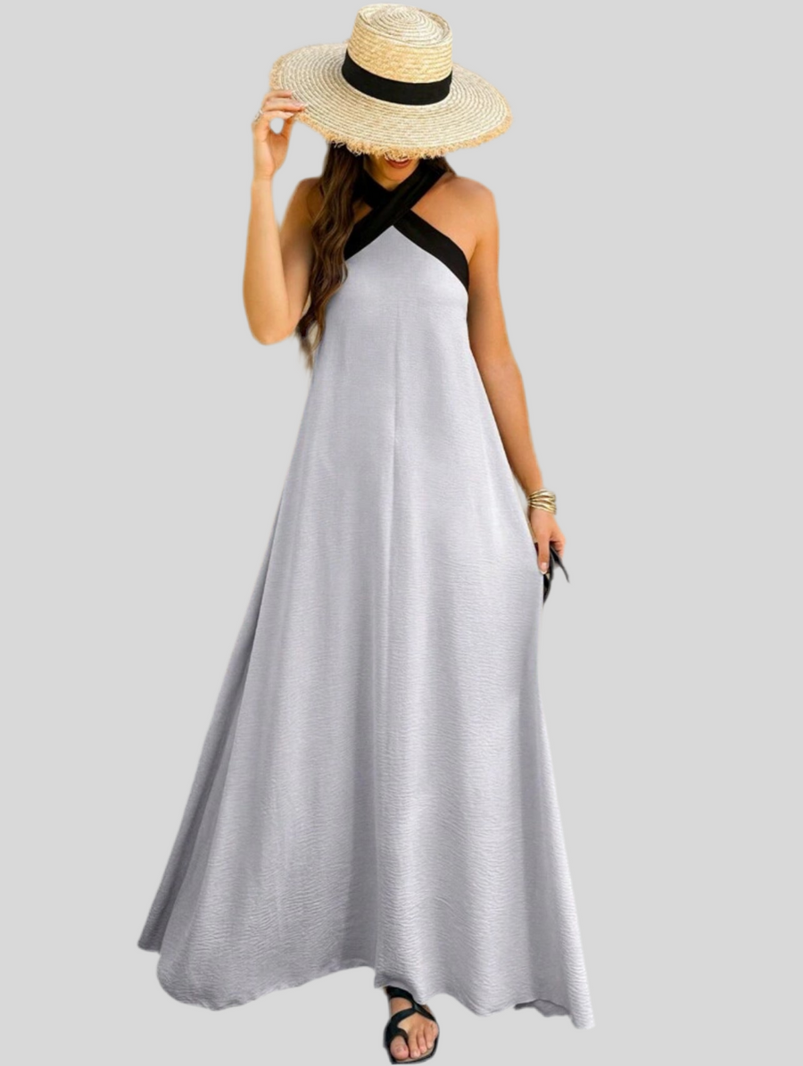 VESTIDO LARGO EN CONTRASTE 7 CLRS