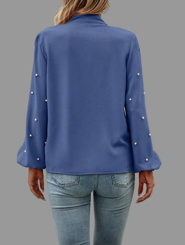 CAMISA CON LAZADA Y PERLAS 10 CLRS