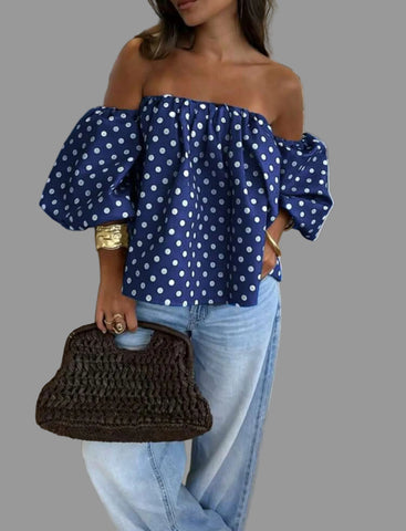 BLUSÓN OPEN SHOULDER LUNARES 6 CLRS