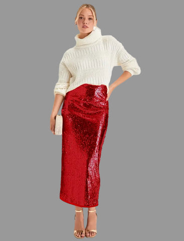 FALDA RECTA DE LENTEJUELAS 4 CLRS