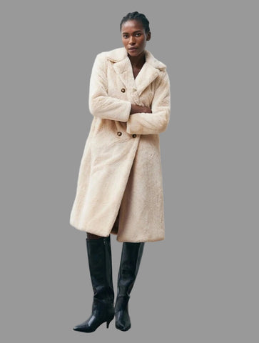 ABRIGO CRUZADO PELUCHE FAUX FUR