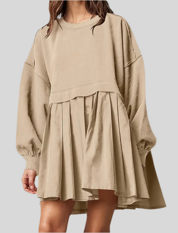 VESTIDO CORTO OVERSIZE DOS TEJIDOS 3 CLRS