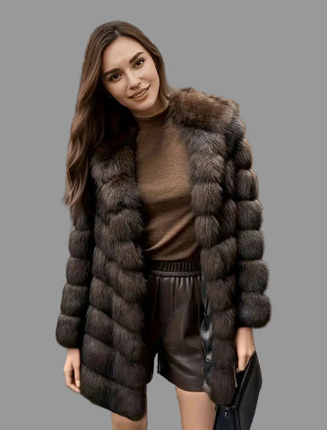 CHAQUETÓN DE VISÓN ECO CON CAPUCHA