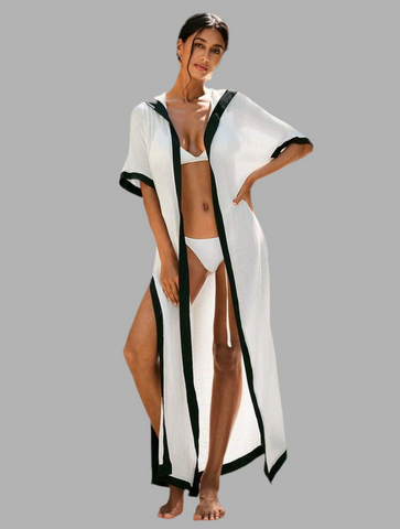 KIMONO CAPUCHA CON BORDE CONTRASTE