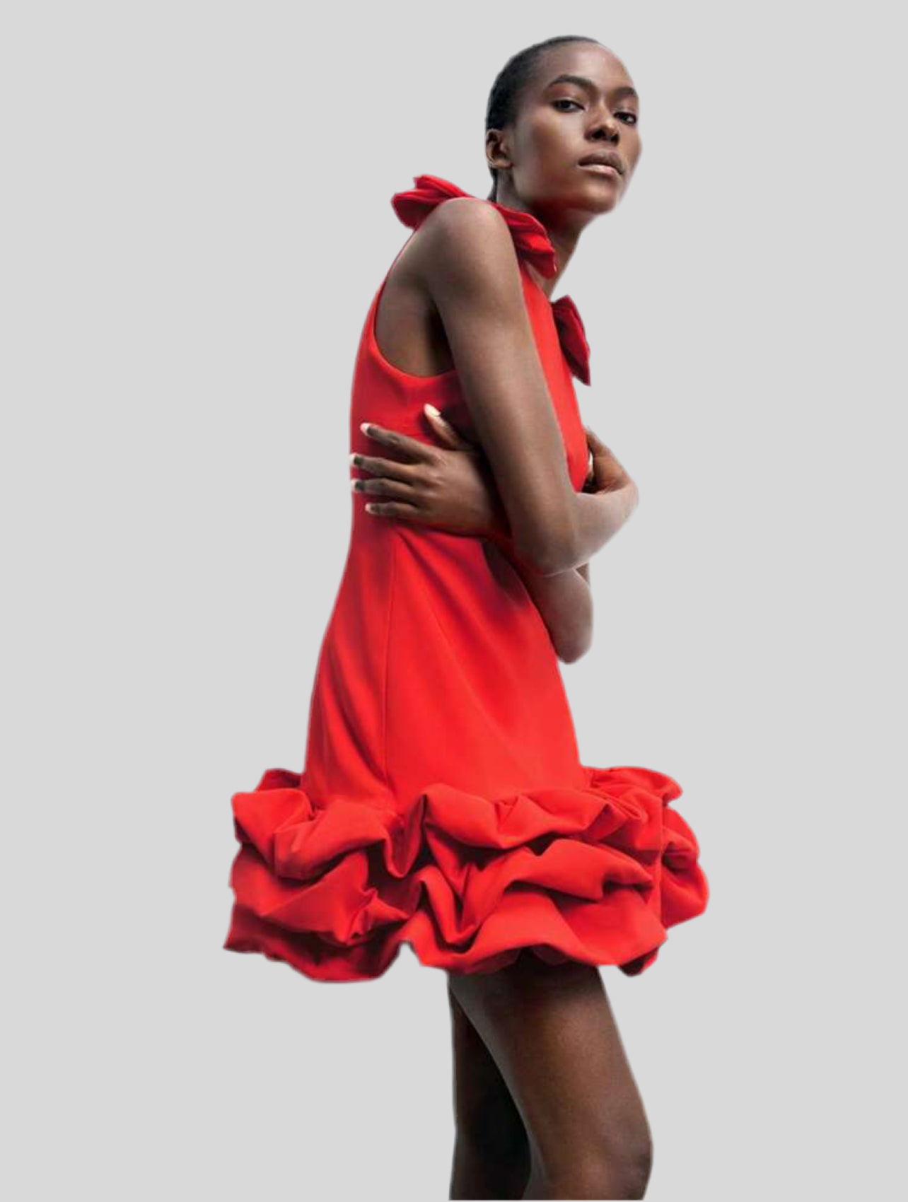 Ceremony dress with ruffled bows