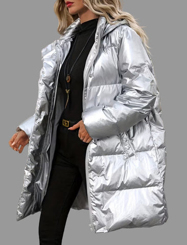 PLUMÍFERO PLATEADO CON CAPUCHA