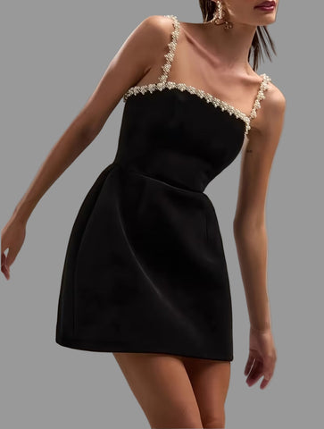 VESTIDO DE TERCIOPELO TIRANTE BRILLANTE 3 CLRS