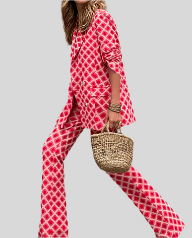 PRINTED DOUBLE-BREAKED JACKET SUIT
