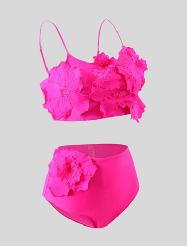 BIKINI DE BRAGUITA ALTA CON FLORES 3 CLRS