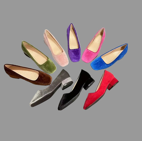 ZAPATOS DE TERCIOPELO DE TACÓN BAJO 9 CLRS