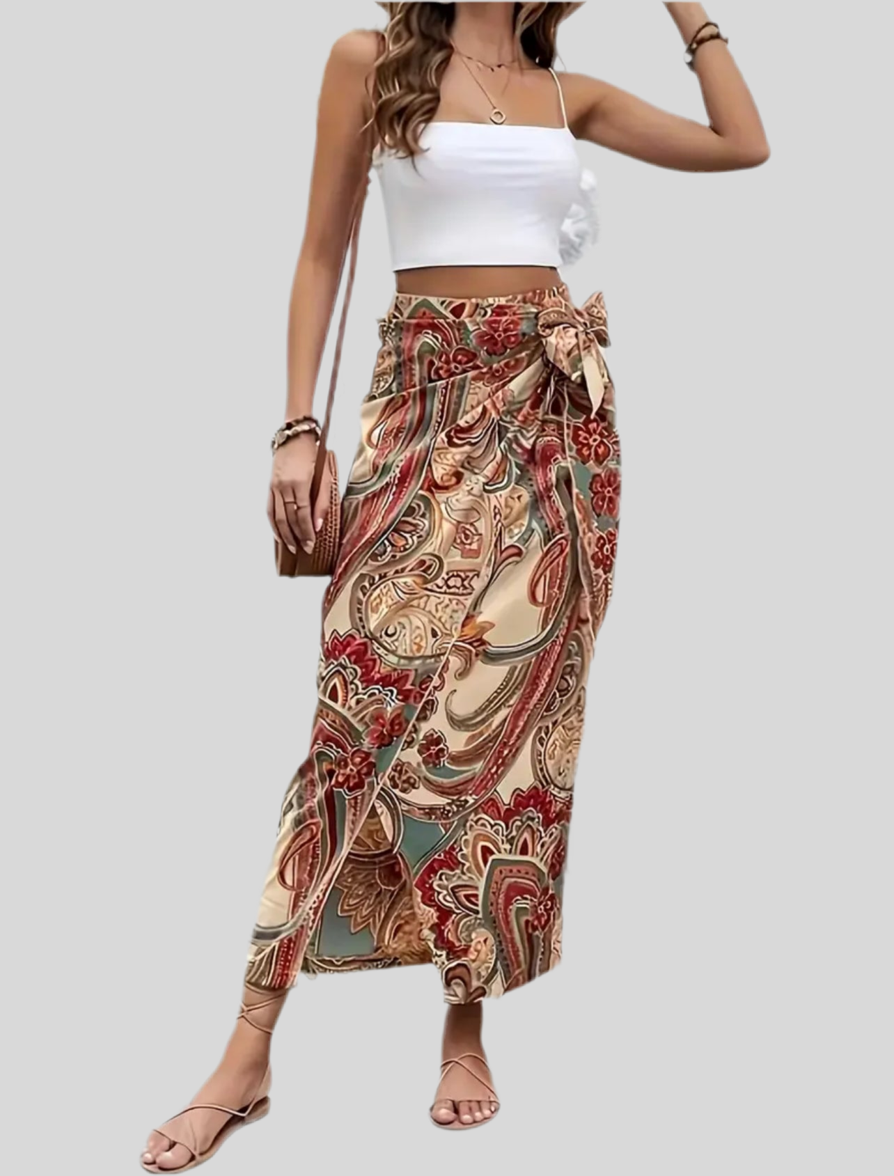 FALDA ATADA EN ESTAMPADO PAISLEY