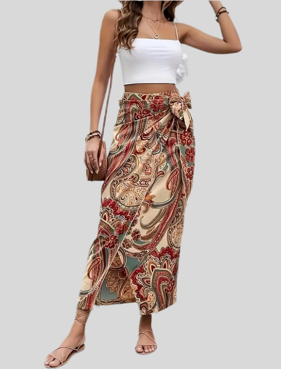 FALDA ATADA EN ESTAMPADO PAISLEY