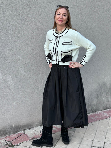 Crop knitted jacket with crystals