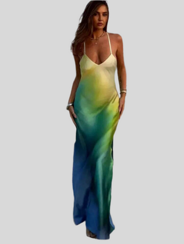 VESTIDO DE SATÉN ESTILO LENCERO DEGRADEE