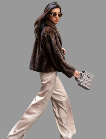 CHAQUETA CORTA DE FAUX FUR VISON