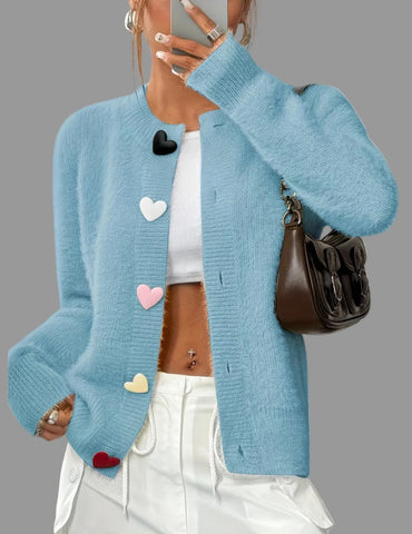 CHAQUETA DE PUNTO BOTON CORAZON 8 CLRS