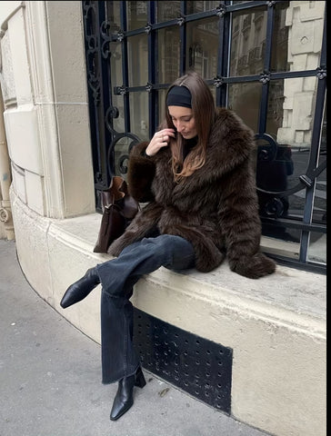 CHAQUETÓN FAUX FUR CON GRAN CUELLO