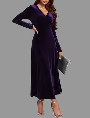 VESTIDO DE TERCIOPELO FALDA EVASÉ 3 CLRS