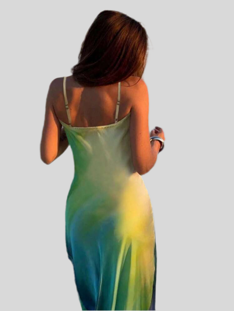 VESTIDO DE SATÉN ESTILO LENCERO DEGRADEE