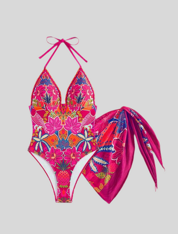 CONJUNTO DE TRAJE DE BAÑO Y MINI PAREO 2 CLRS