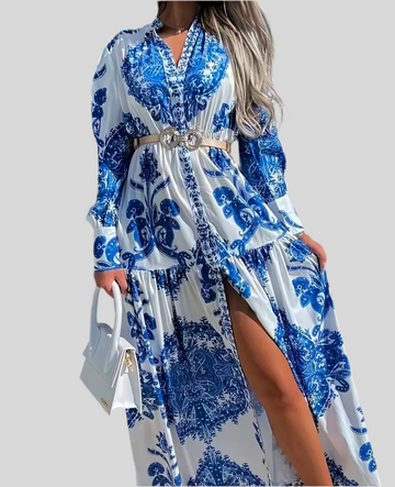 VESTIDO ESTAMPADO CERÁMICA MIDI ABOTONADO