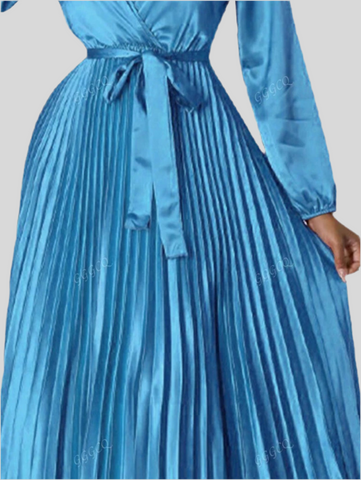 VESTIDO CRUZADO PLISADO 8 CLRS