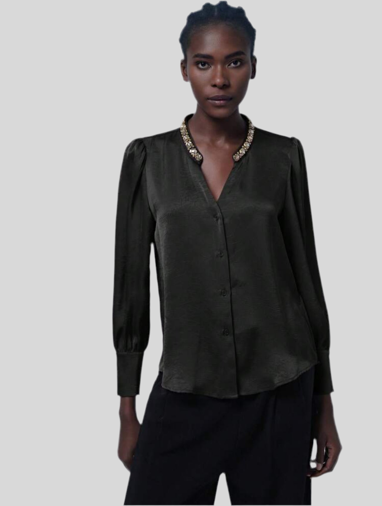 CAMISA DE RASO CON CUELLO JOYA 5 CLRS