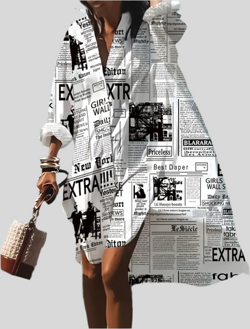 CAMISA LARGA Y AMPLIA NEWSPAPER