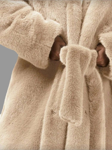 ABRIGO FAUX FUR LARGO CINTURÓN 3 CLRS