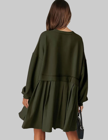 VESTIDO CORTO OVERSIZE DOS TEJIDOS 3 CLRS