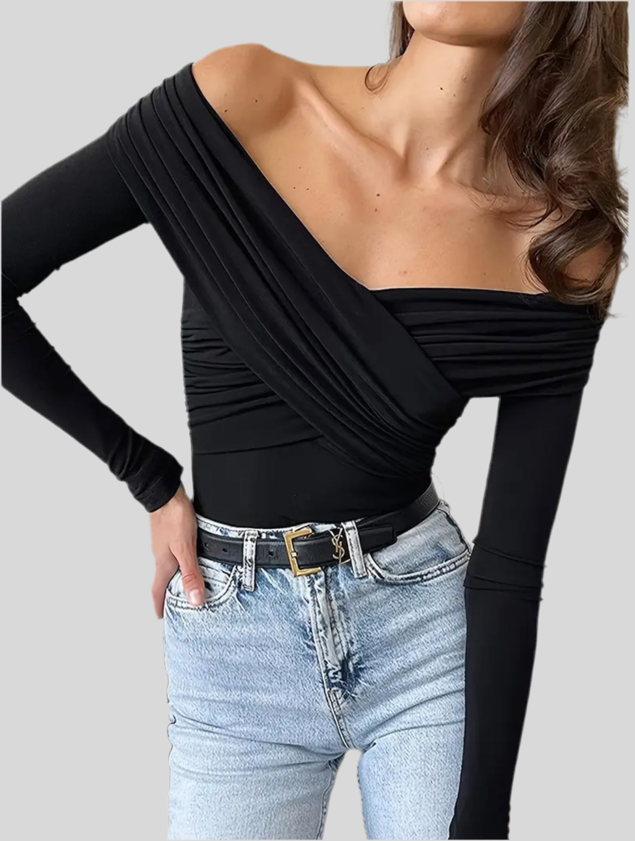 2-piece open-shoulder lycra bodysuit