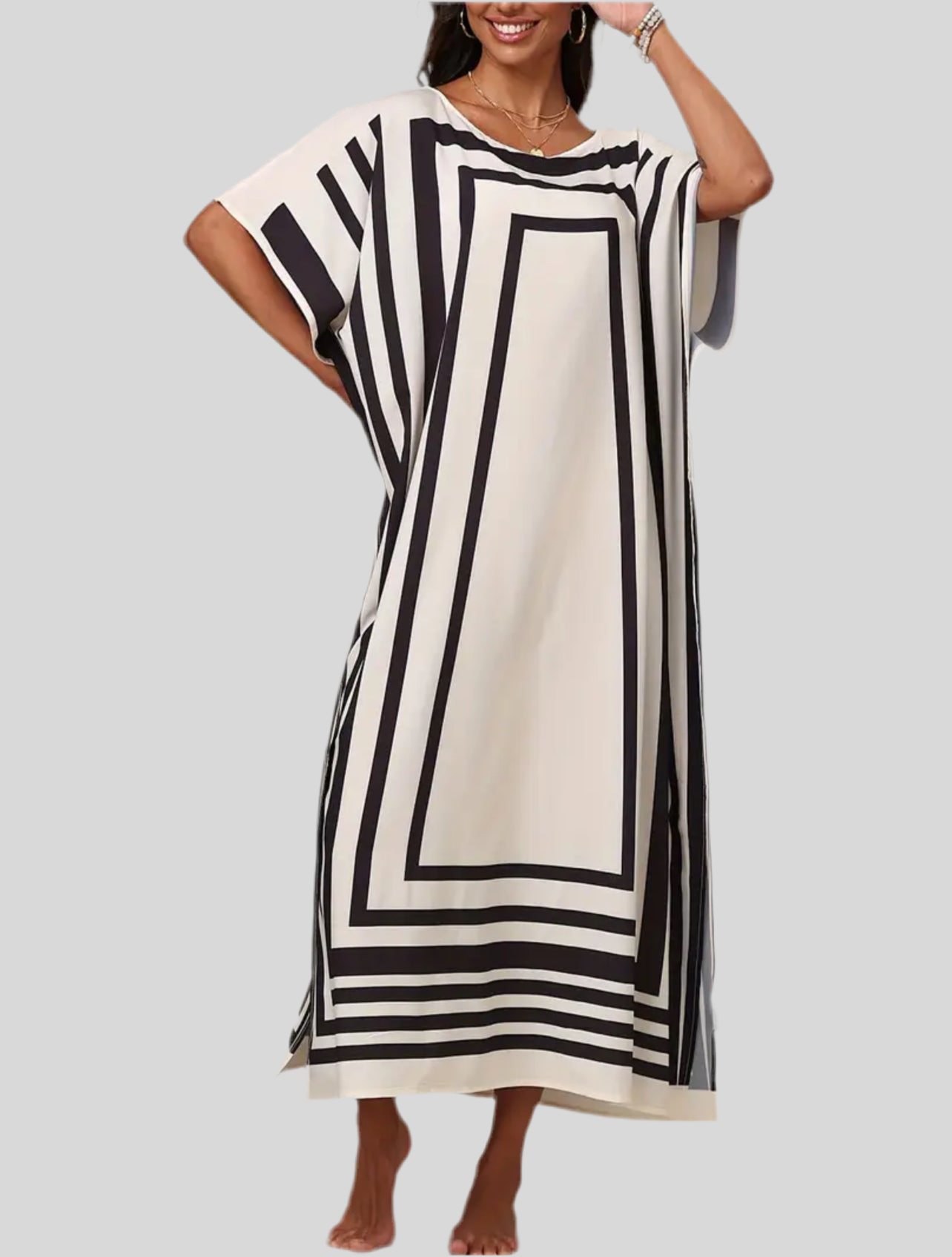 KAFTAN CON ESTAMPADO GEOMETRÌCO BLACK