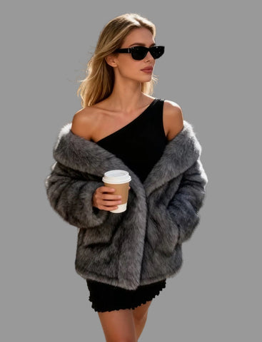 CHAQUETÓN FAUX FUR GRAN CUELLO 3 CLRS