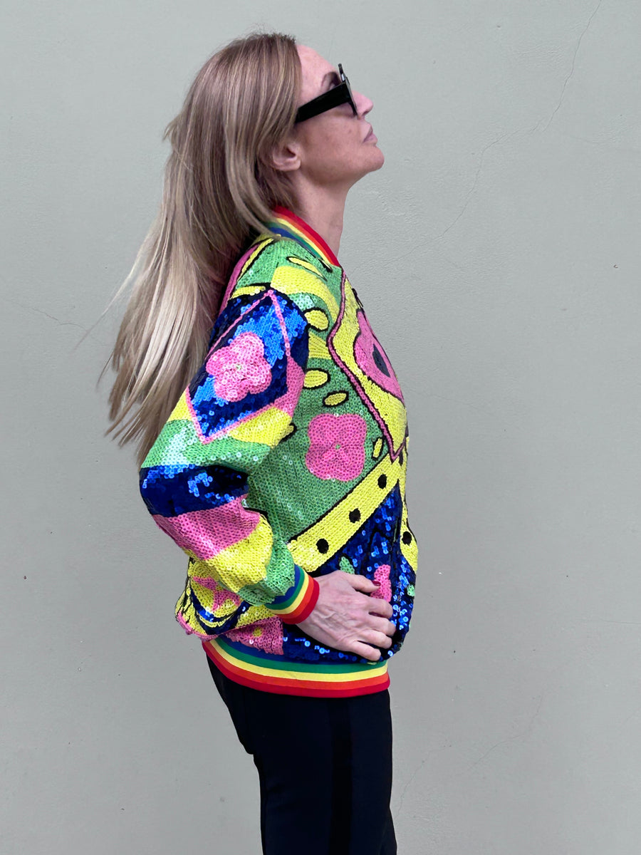 Bomber de lentejuelas multicolor