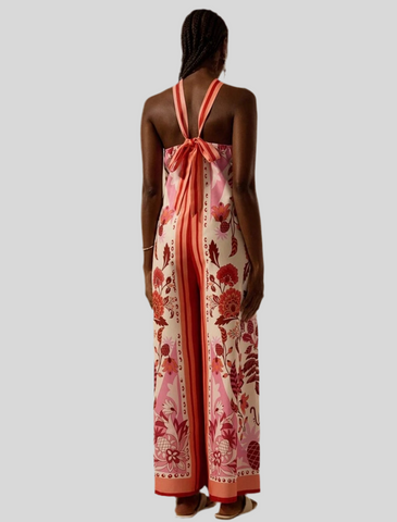 KIBAK HALTER PRINTED JUMPSUIT