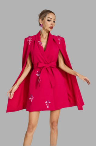 VESTIDO CAPA DE CEREMONIA CON LAZO