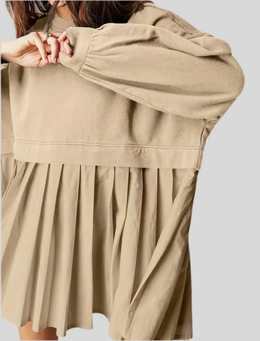VESTIDO CORTO OVERSIZE DOS TEJIDOS 3 CLRS