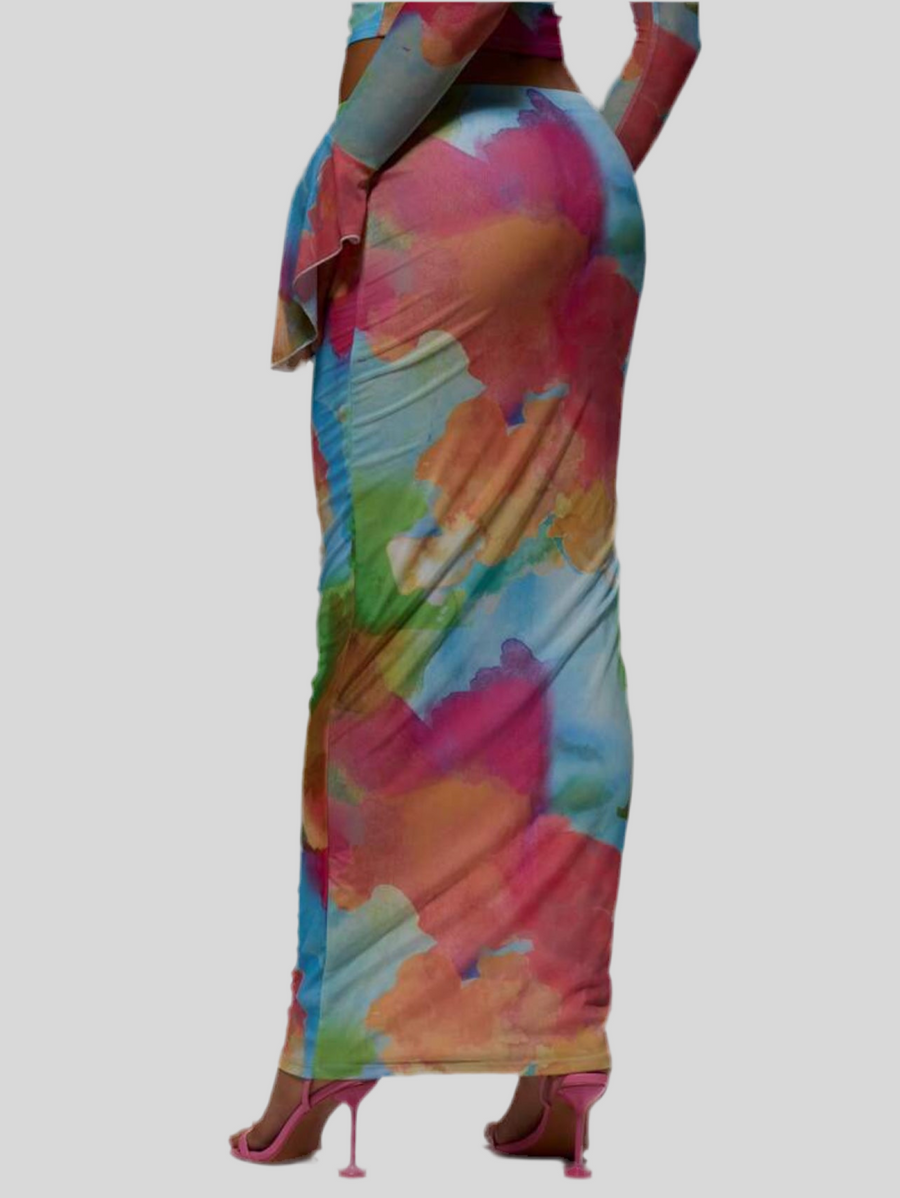 CONJUNTO ELÁSTICO MULTICOLOR FRUNCIDO