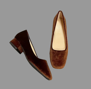 ZAPATOS DE TERCIOPELO DE TACÓN BAJO 9 CLRS